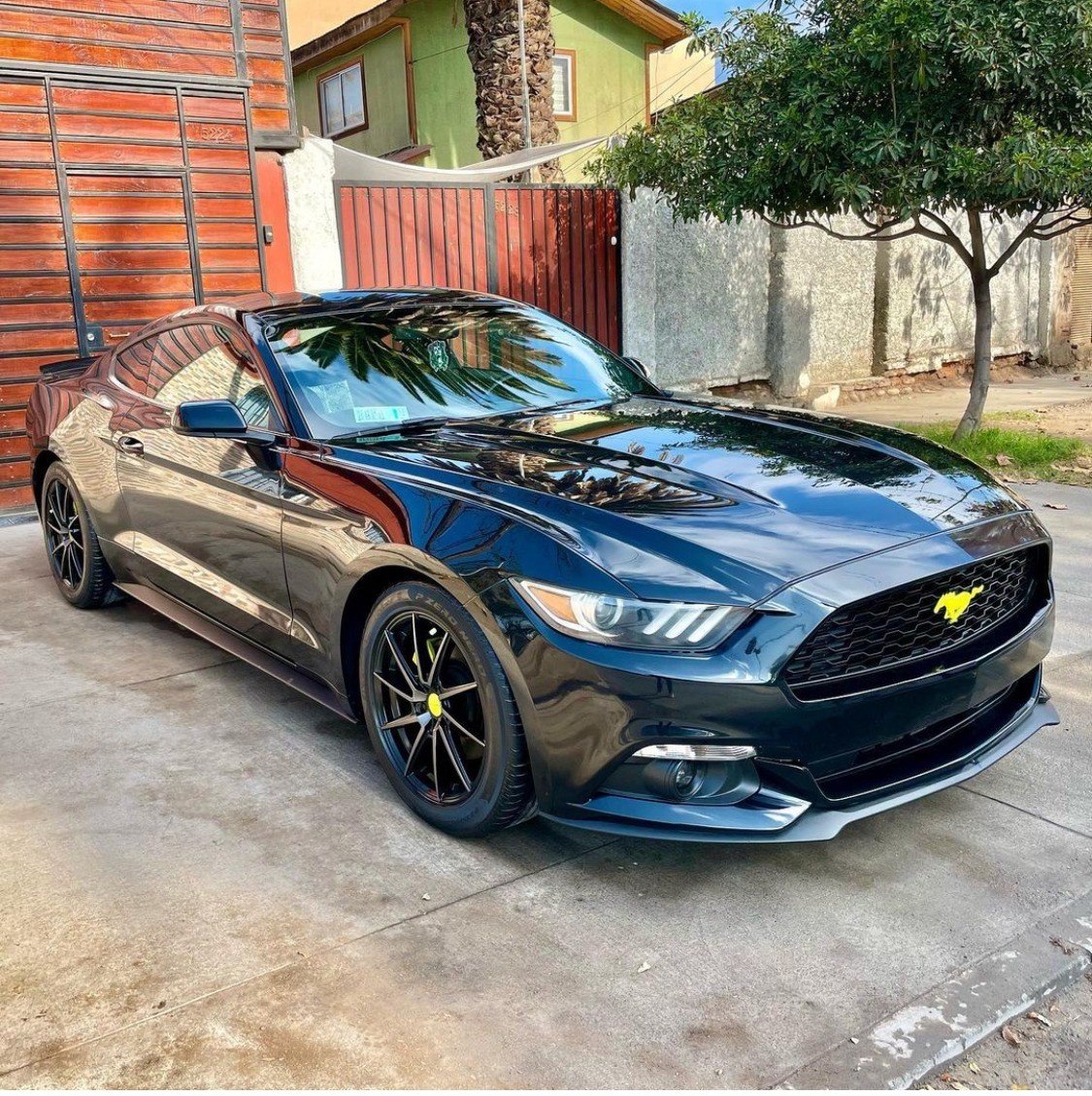 Ford Mustang negro con acabado brillante